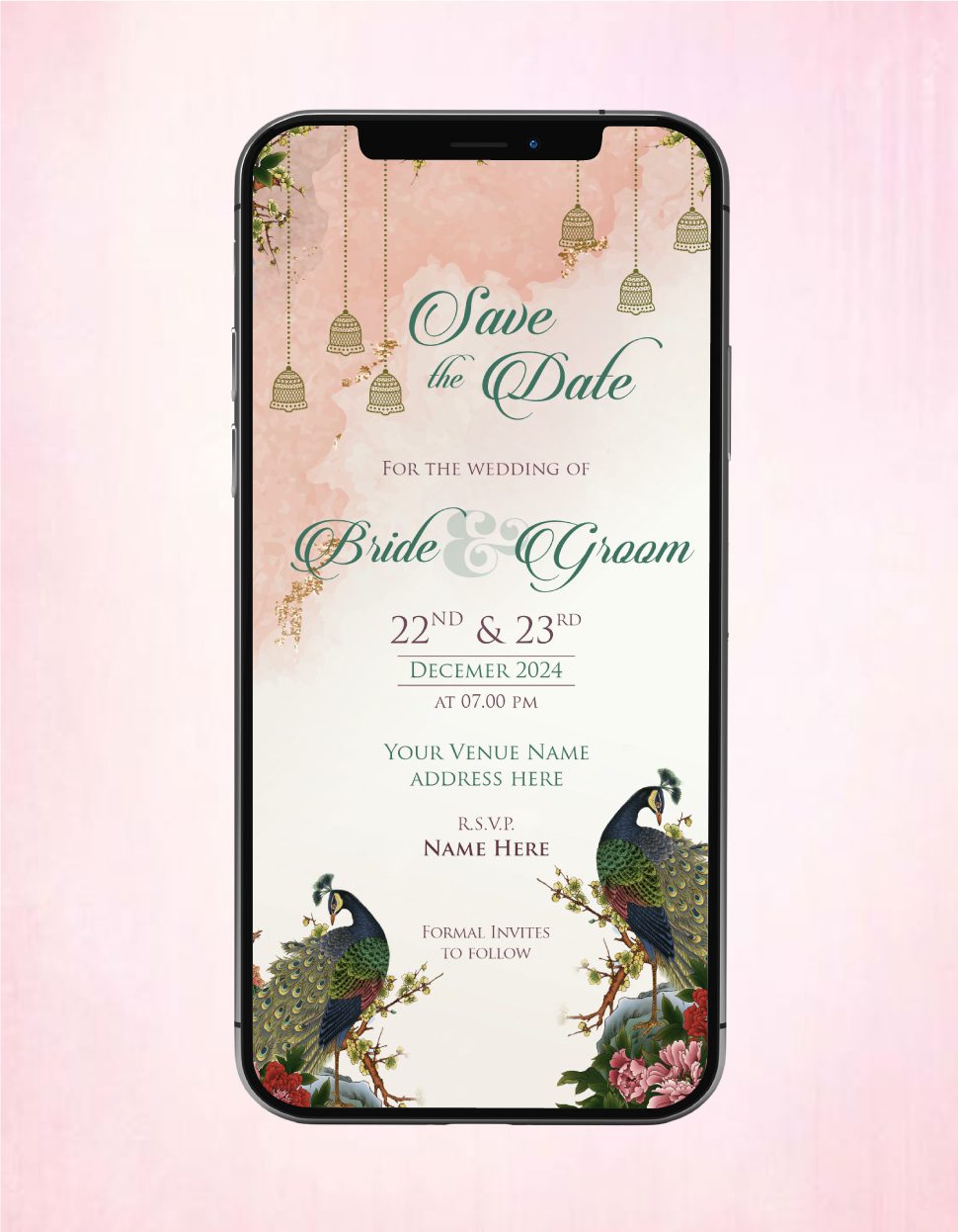 Peacock Theme Wedding Invitation Save The Date