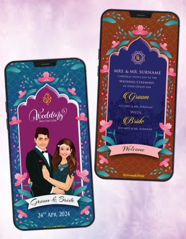Caricature Wedding Invitation PDF Cards