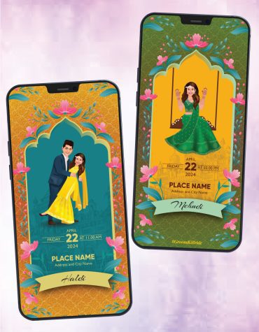 Caricature Wedding Invitation PDF Cards