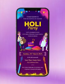 Holi Party Invitation Card