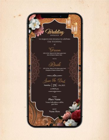 Brown Wedding Invitation Card