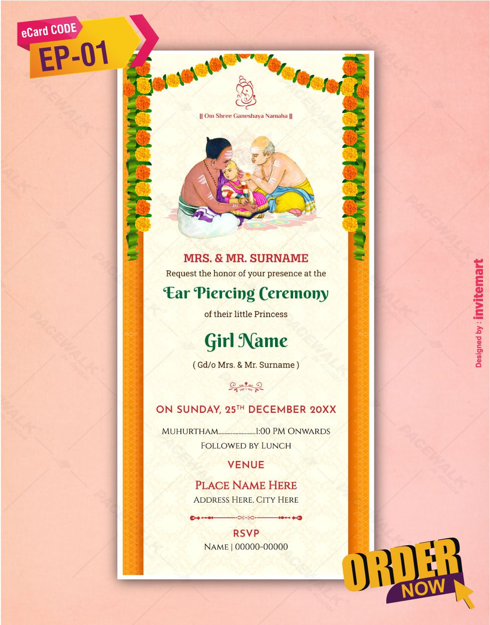 Ear Piercing Ceremony Invitation