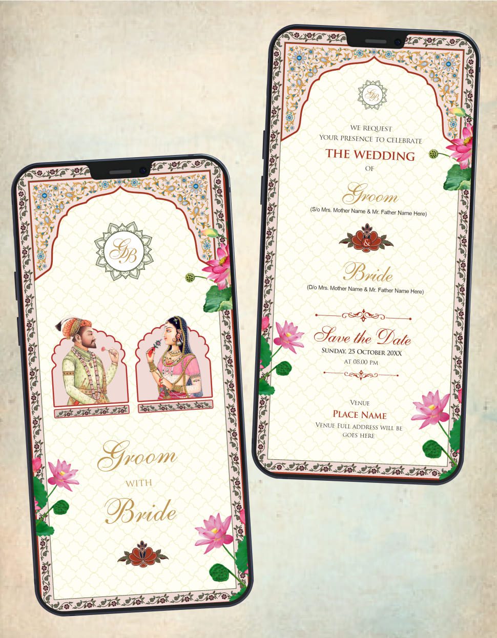 Mughal Theme Wedding Card