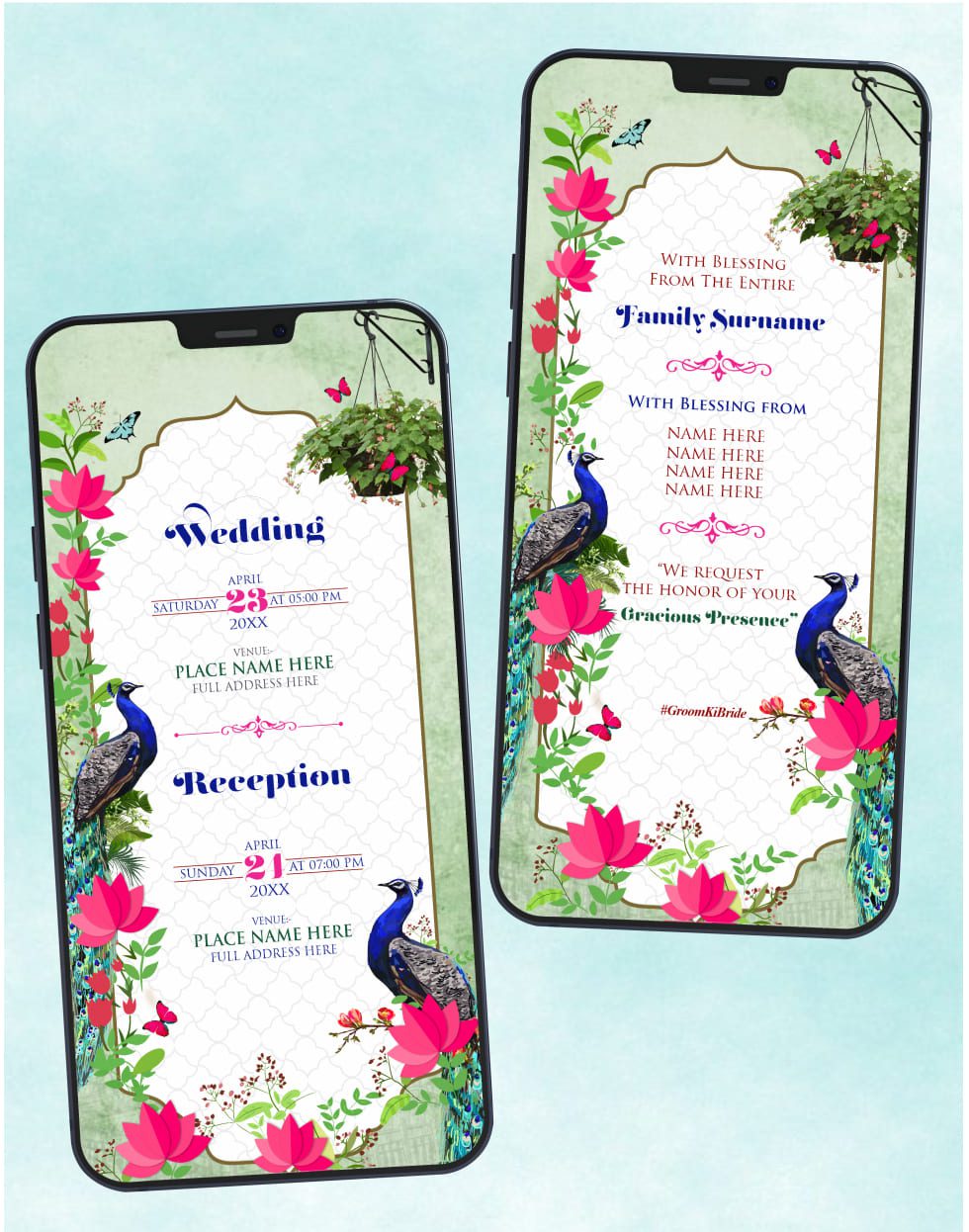 Peacock Wedding Card Design
