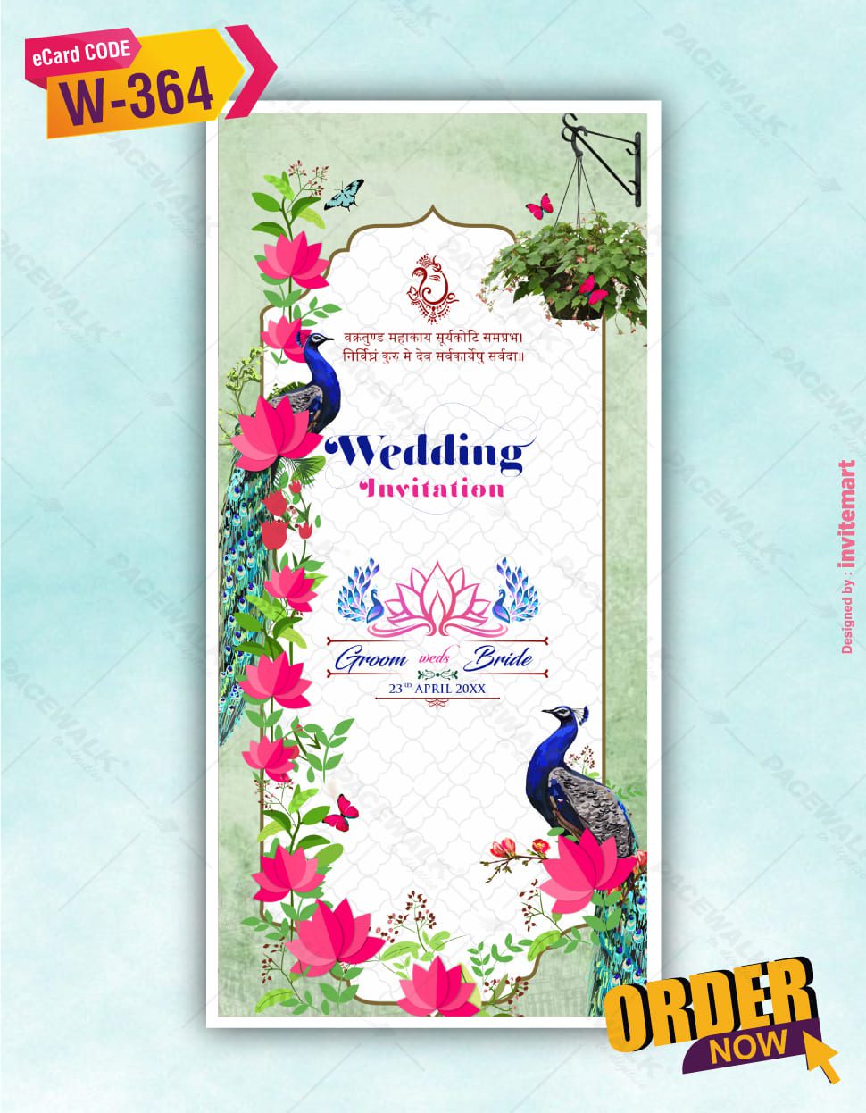 Peacock Wedding Card Design