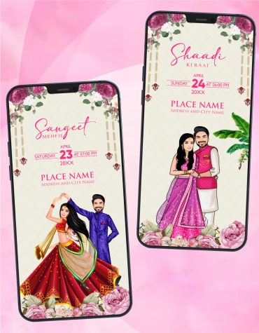 Caricature Multiple Function Wedding Invitation Pdf Card