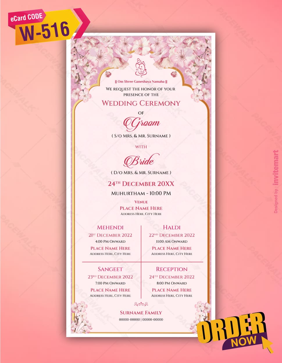 Caricature Wedding Ceremony Invitation Card