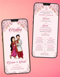 Caricature Wedding Ceremony Invitation Card