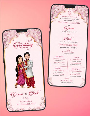 Caricature Wedding Ceremony Invitation Card
