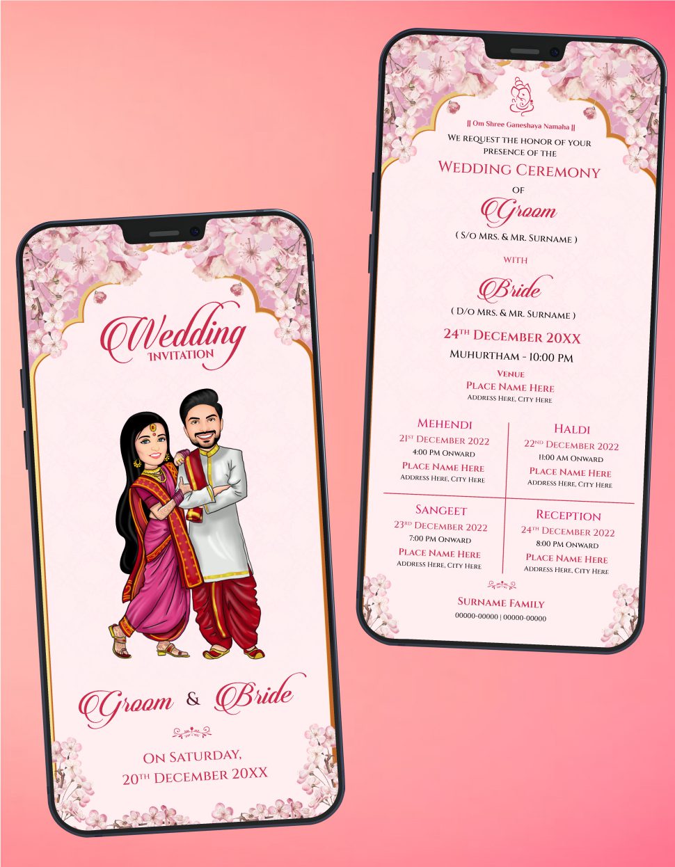 Caricature Wedding Ceremony Invitation Card