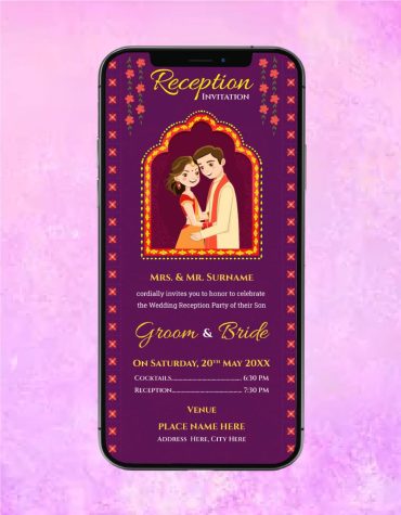 Cartoon Reception Invitation Card