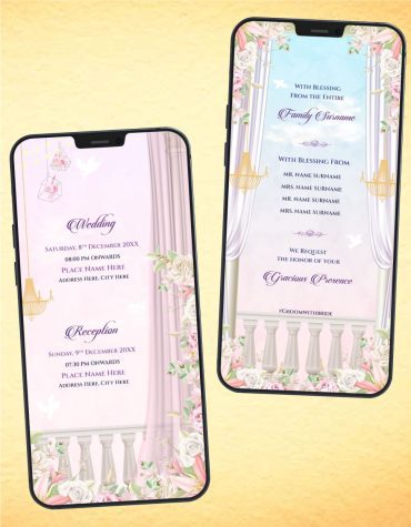 Floral Caricature Wedding Invitation