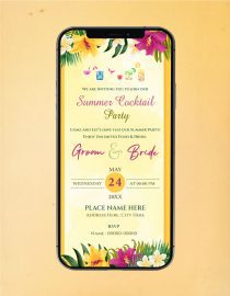 Floral Cocktail Party For Bride And Groom Invitation