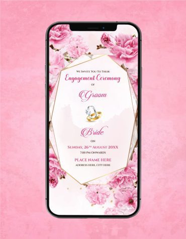 Floral Engagement Invitation Card
