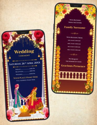 Indian Illustration Wedding Invitation Card