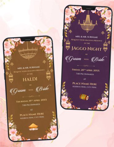 Punjabi Caricature Multiple Events Wedding Invitation Pdf Card