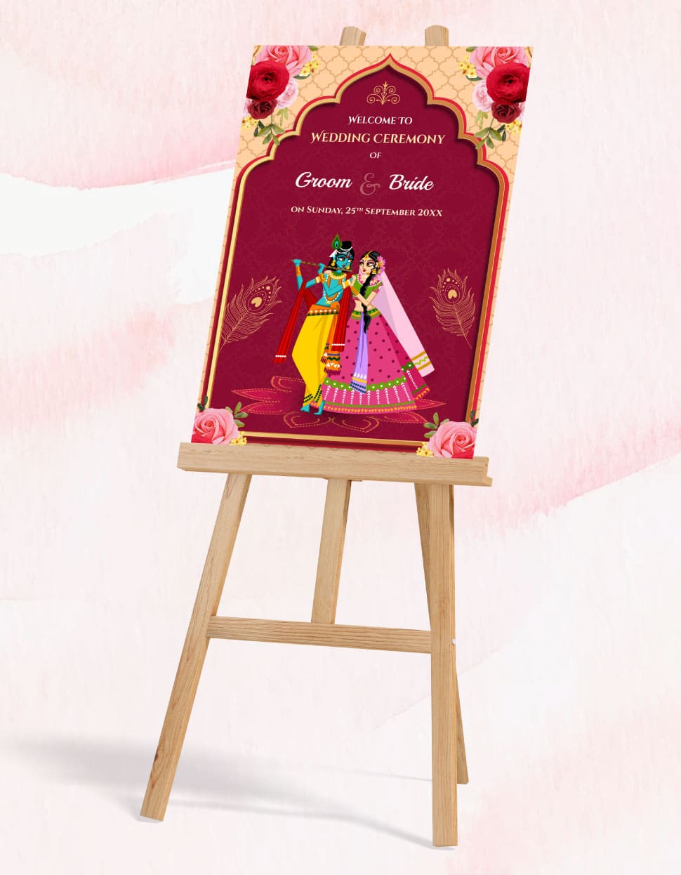 Radha Krishna Wedding Signage Board