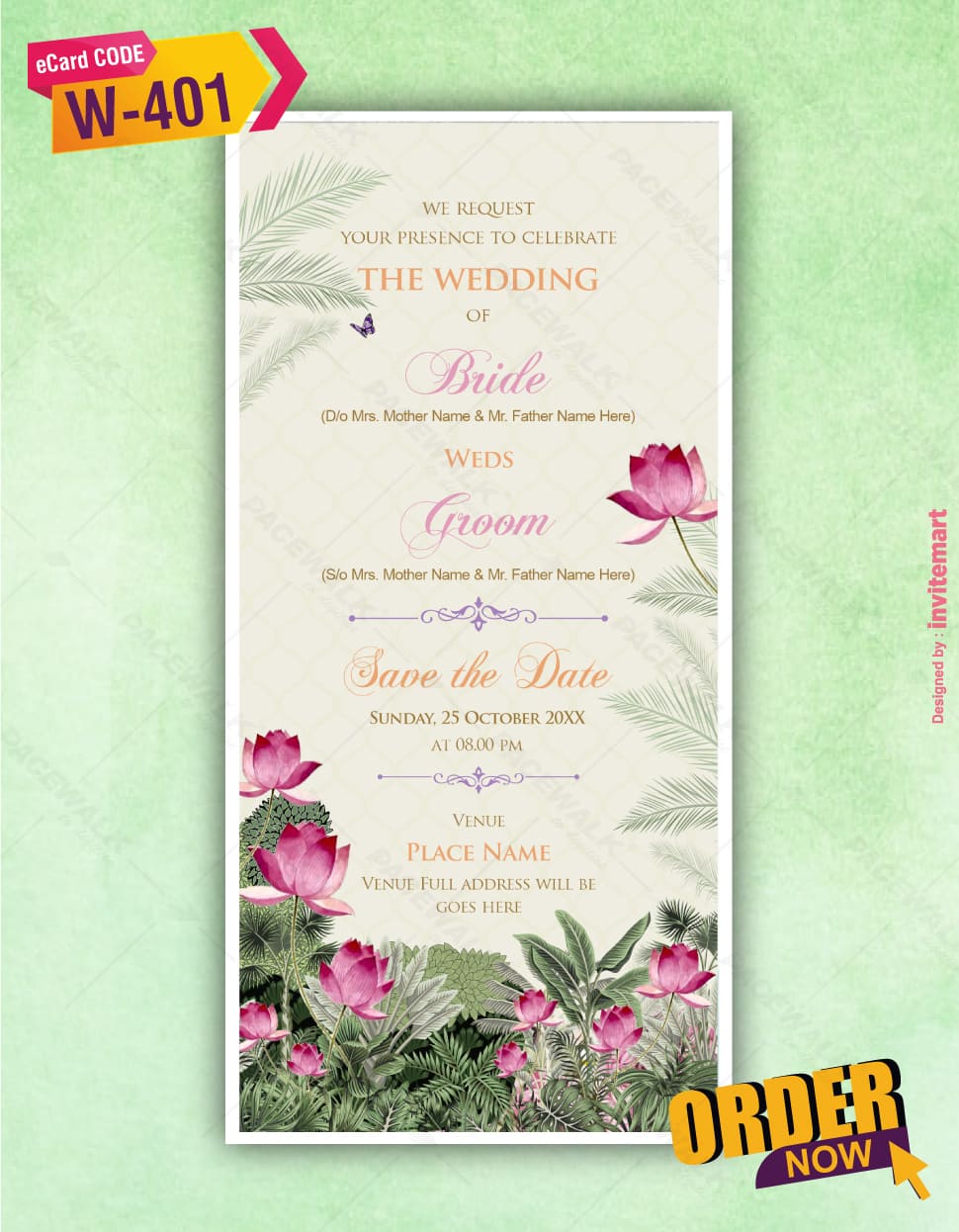 Traditional Caricature Wedding Invitation
