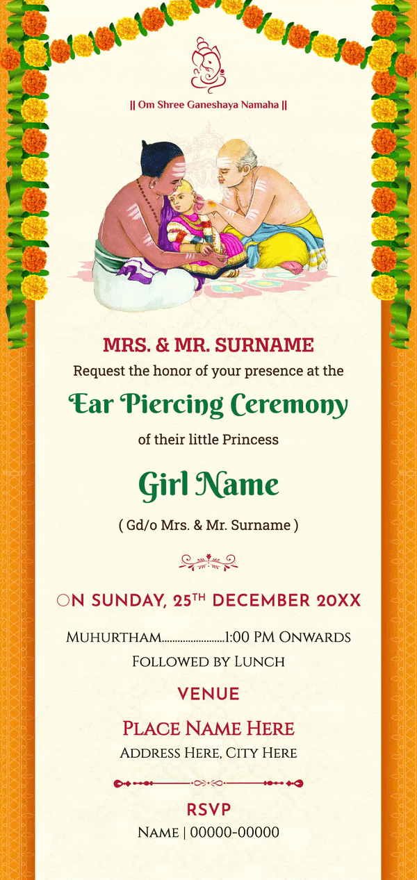 Ear Piercing Ceremony Invitation GIF Card