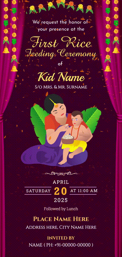 First Rice Ceremony Invitation Invitation GIF Card