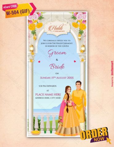 Groom And Bride Haldi Ceremony Invitation GIF Card