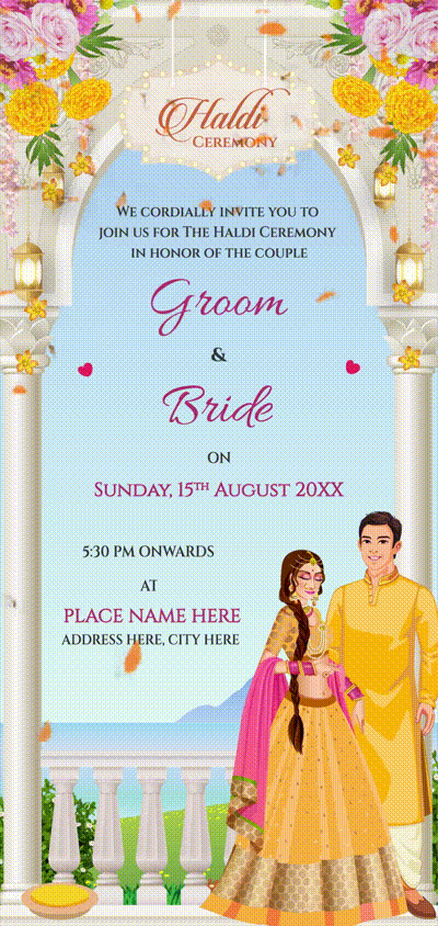 Groom And Bride Haldi Ceremony Invitation