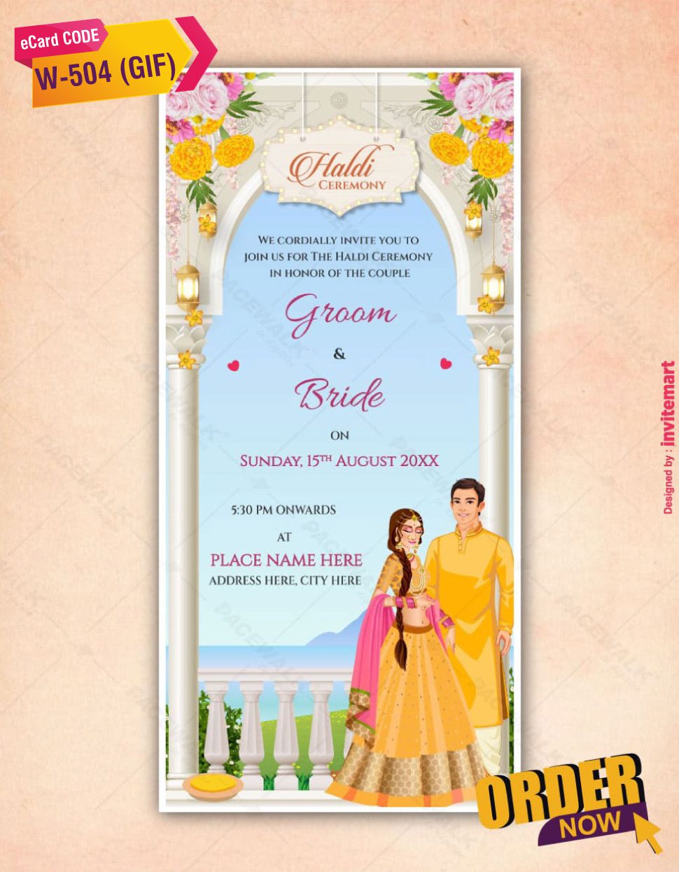 Groom And Bride Haldi Ceremony Invitation GIF Card