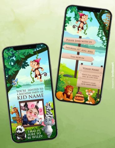 Jungle Theme Birthday Invitation Pdf Card