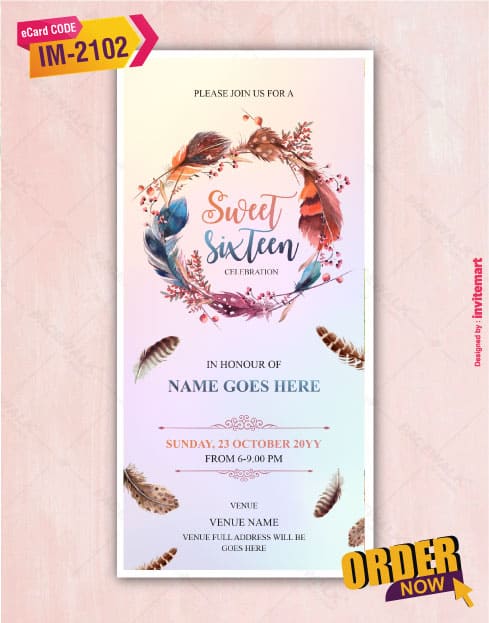 Sweet 16 Birthday Invitation Card