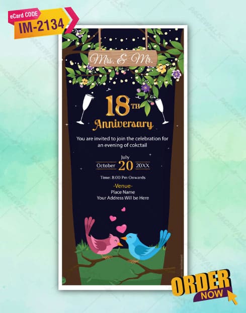 18th Anniversary Invitation Card