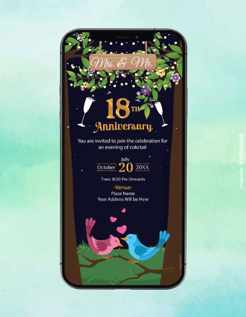 18th Anniversary Invitation Card