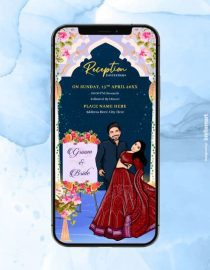 Caricature Reception Invitation Card