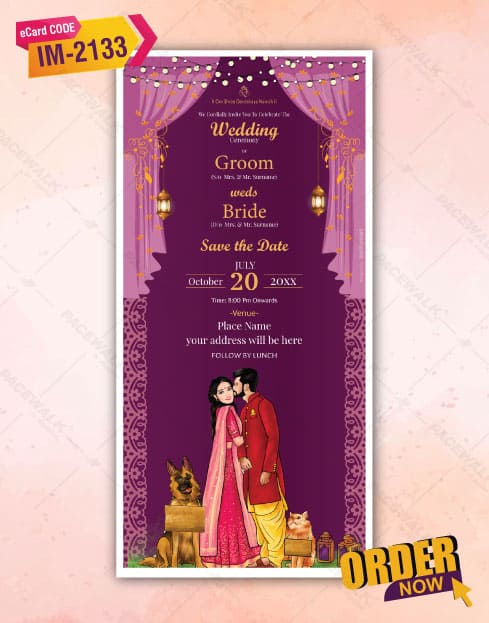 Caricature Save The Date Invite Card