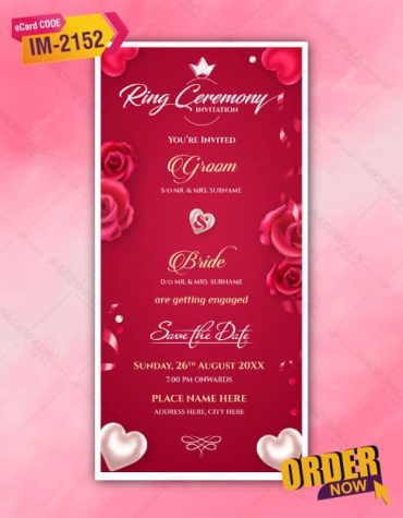 Floral Ring Ceremony Invitation Card