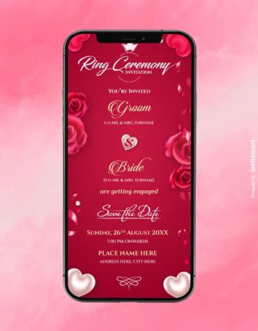 Floral Ring Ceremony Invitation Card