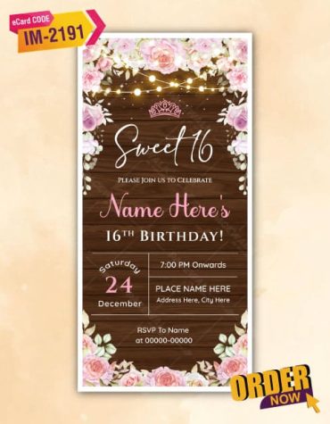 Sweet 16 Birthday Party Invitation Card