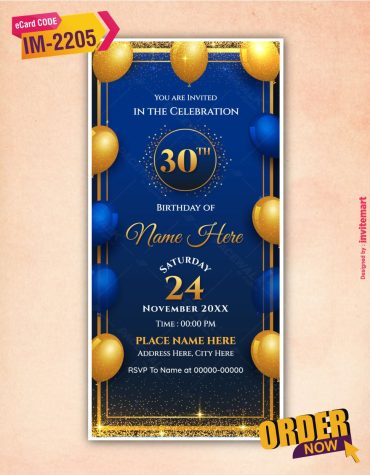 30th Birthday Invitation Card