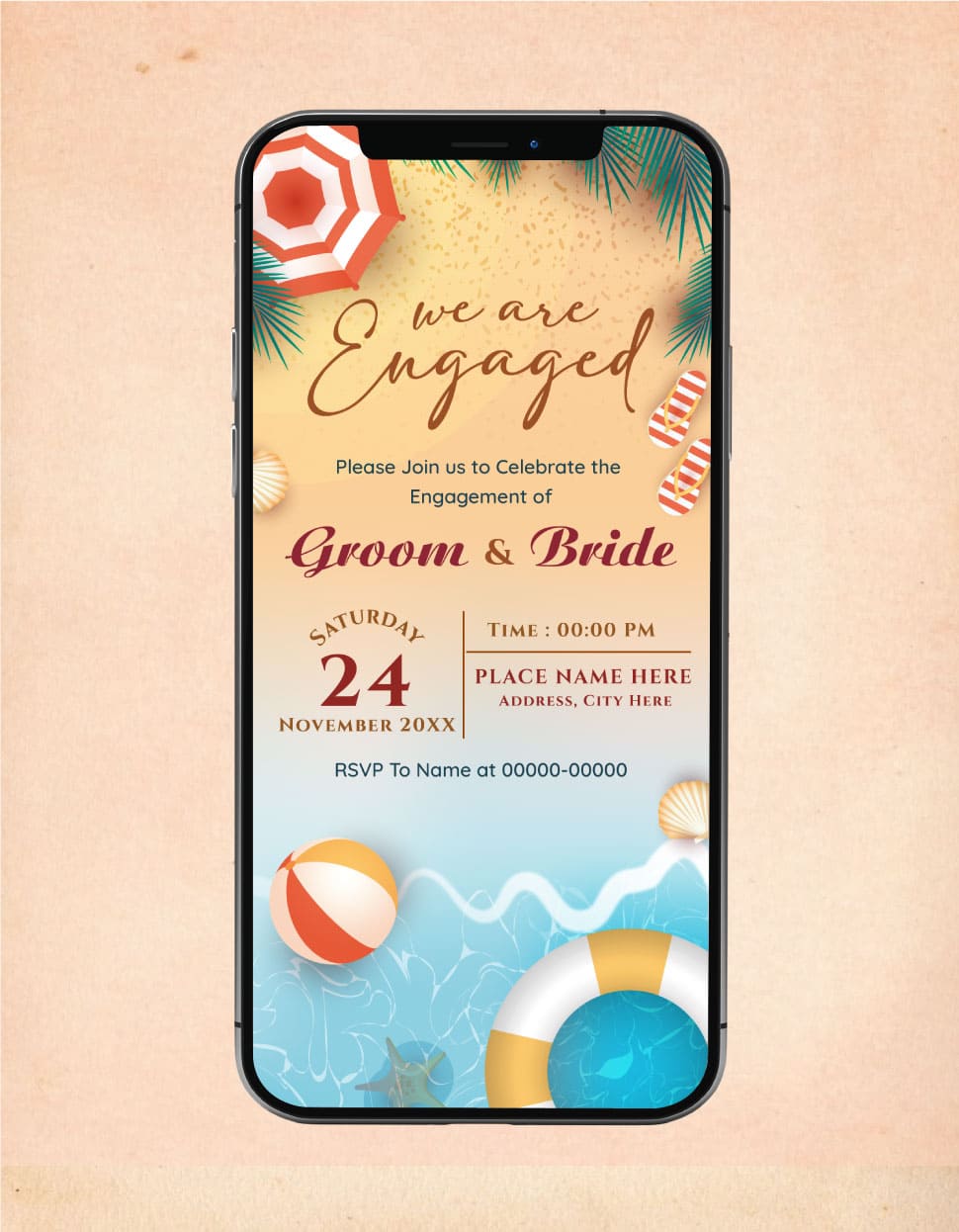 Beach Engagement Invitation