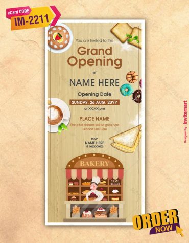 Cake Shop Opening Invitation Card