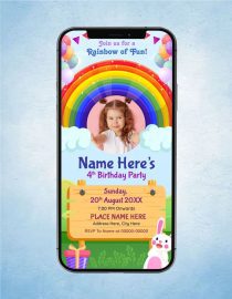 Rainbow Theme Birthday Invitation