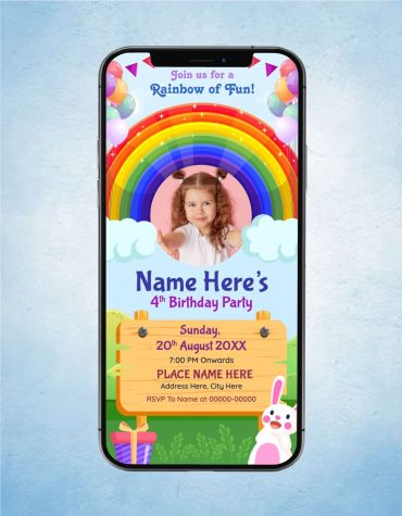 Rainbow Theme Birthday Invitation