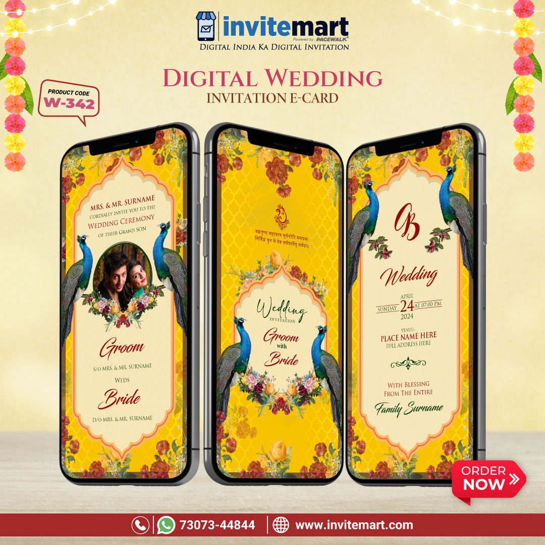 Yellow Wedding Invitation Card | W-342