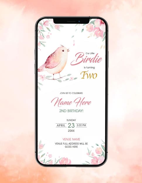 Bird Theme Birthday Invitation