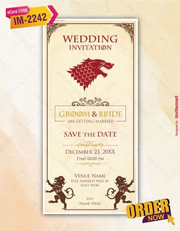 Game Of Thrones Wedding Invitation