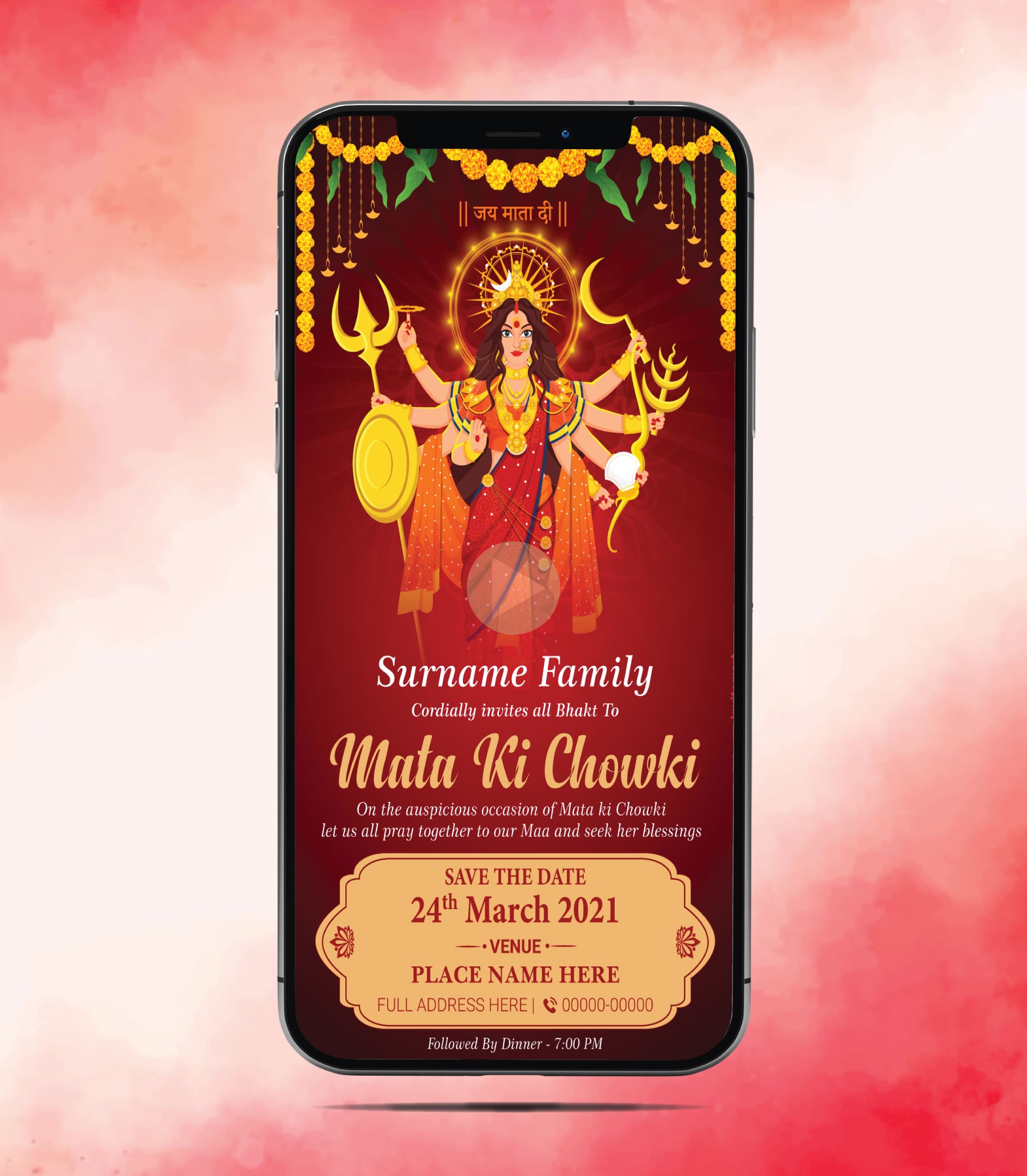 Mata Ki Chowki Invitation Video For Whatsapp