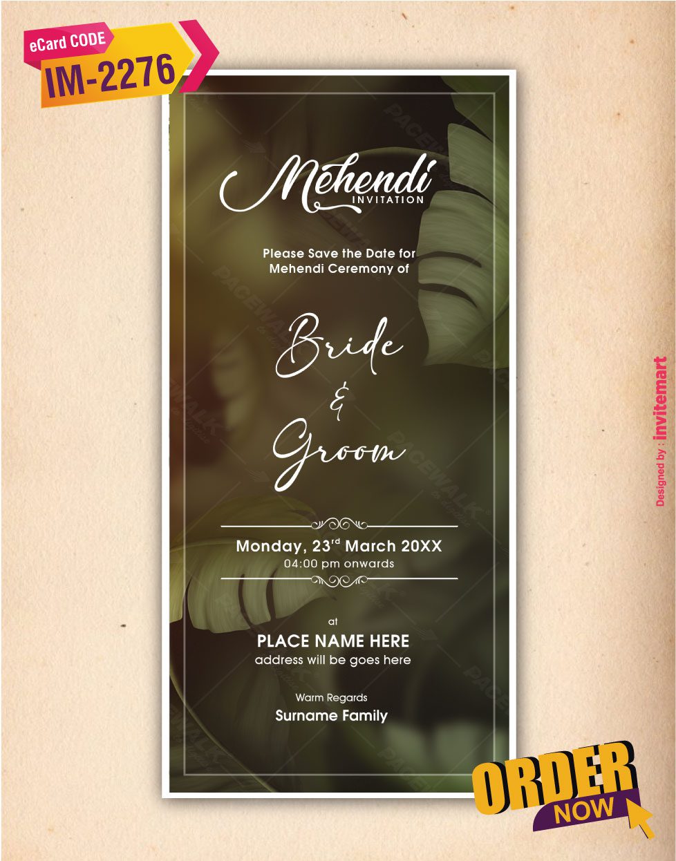 Mehendi Ceremony Invitation Card