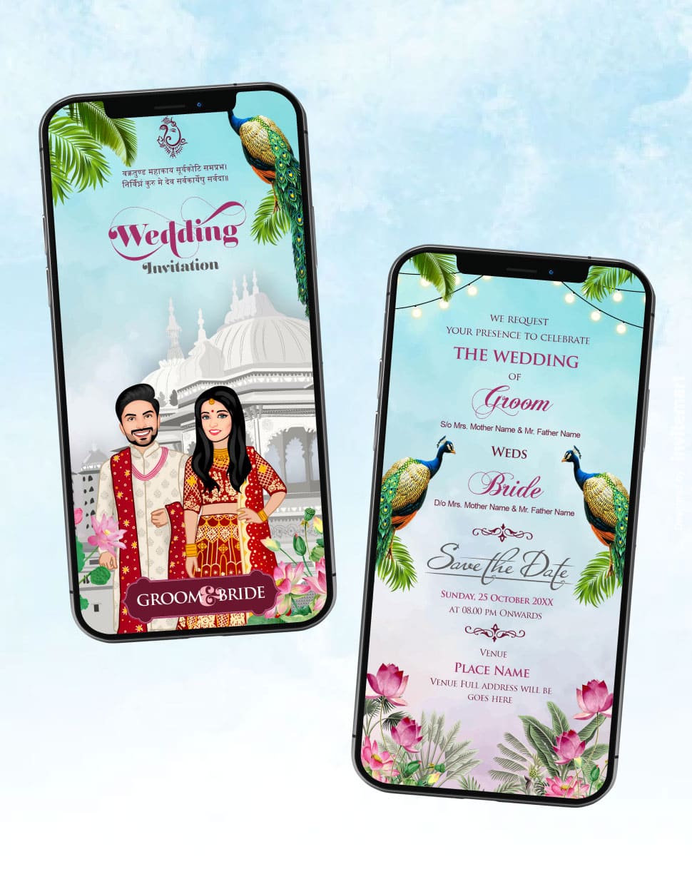 Modern Caricature Wedding Card