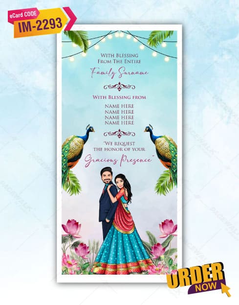 Modern Caricature Wedding Card