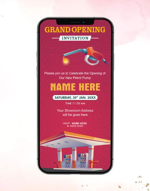 Petrol Pump Grand Opening Invitation Card