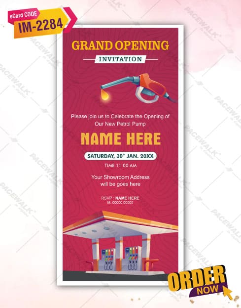 Petrol Pump Grand Opening Invitation Card